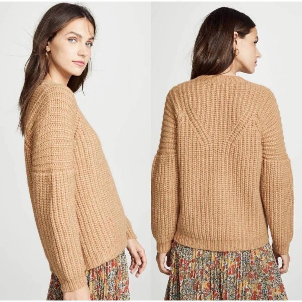 Ulla Johnson Kitty Baby Alpaca Chunky Knit Pullover Sweater Tan Brown Size M - Picture 2 of 9